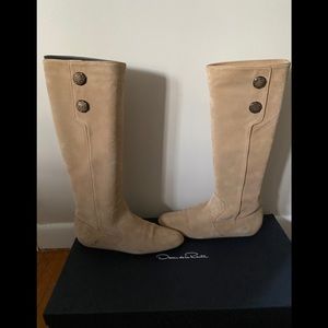 OSCAR DE LA RENTA -Beige Suede Boots